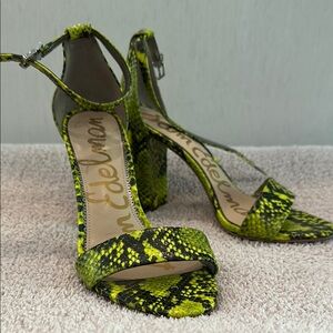 Sam Edelman Women's Yellow Snake Print Heels
